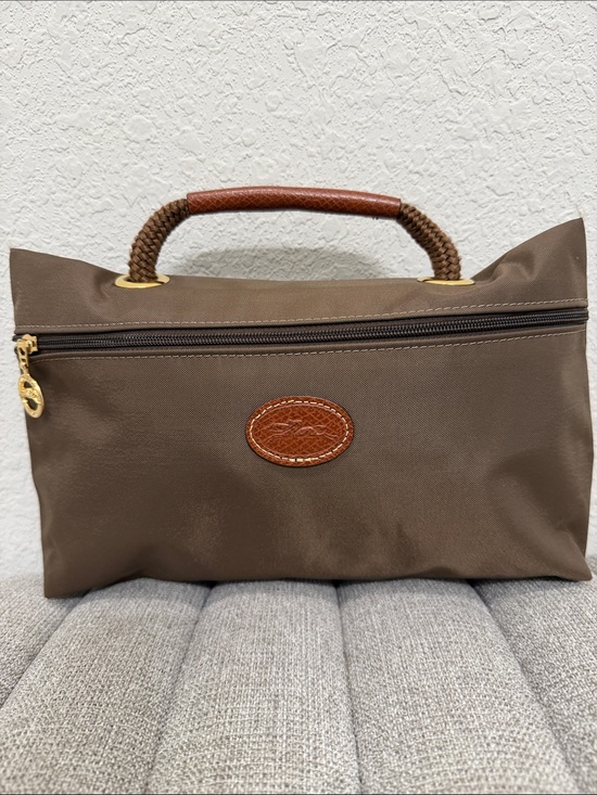 Longchamp Handbags - Longchamp Brown Toiletry Pouch with Leather Trim